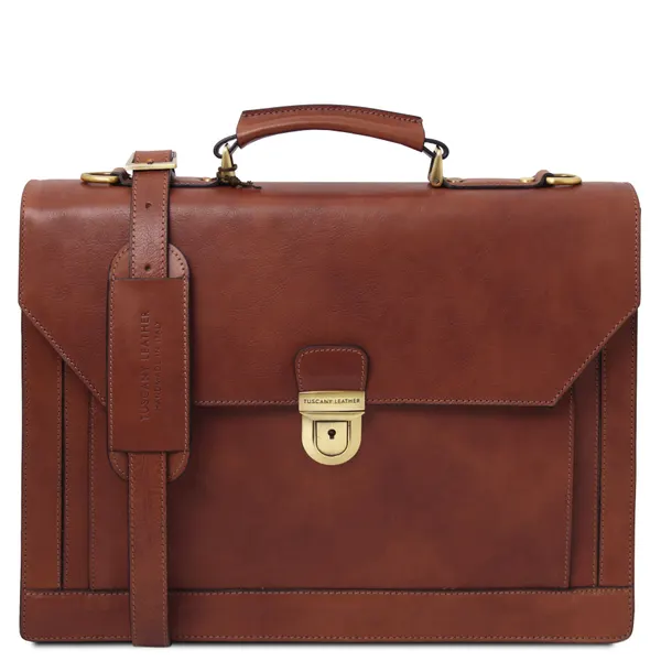 حقيبة مستندات Cremona Leather بثلاثة أقسام