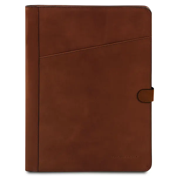 حافظة مستندات Adriano Leather بإغلاق بزر